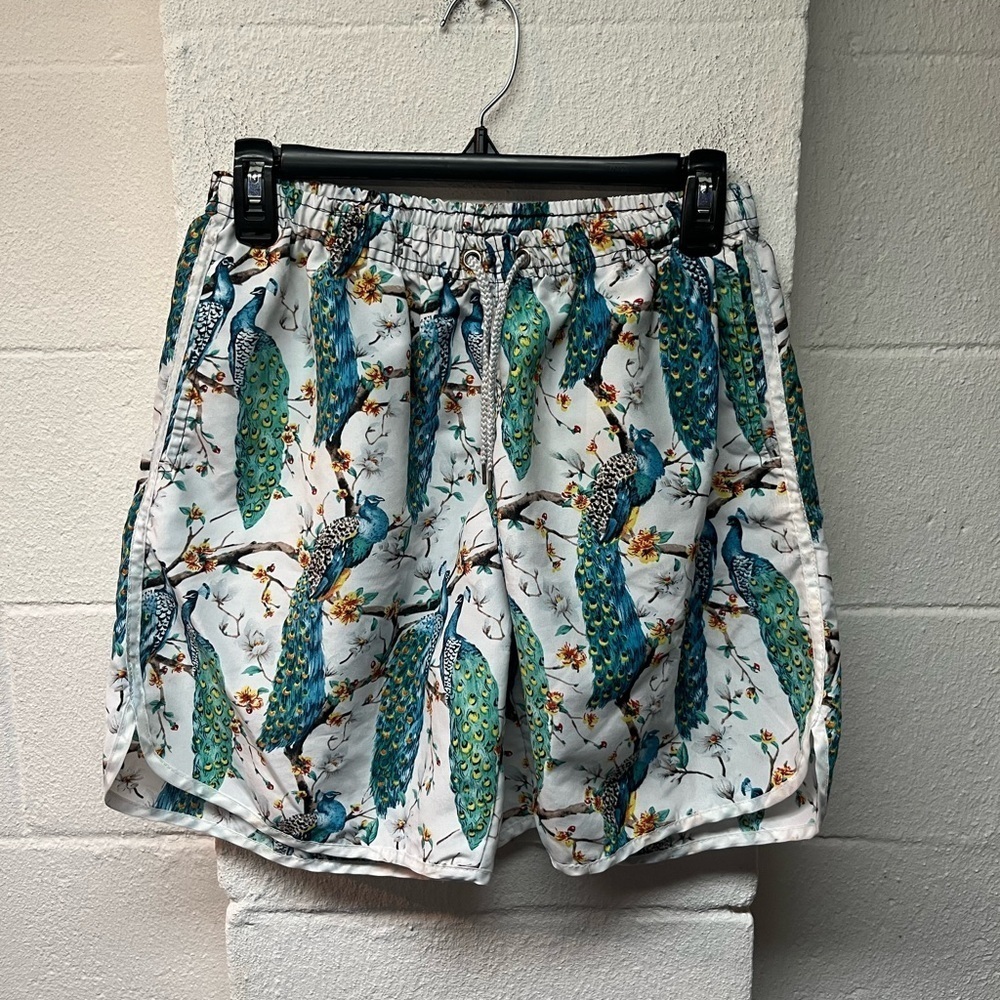 Peacock Print Men's Shorts. Large
